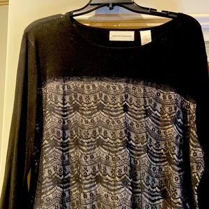 NWT Alfred Dunner long sleeve top with lace overlay.